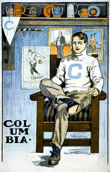 1902 poster featuring an archetypal "Columbia man"